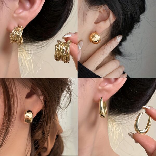 "10 Pairs of Minimalist Gold Geometric Earrings – Retro, Elegant, Daily Wear & Gift for Women - Image 5