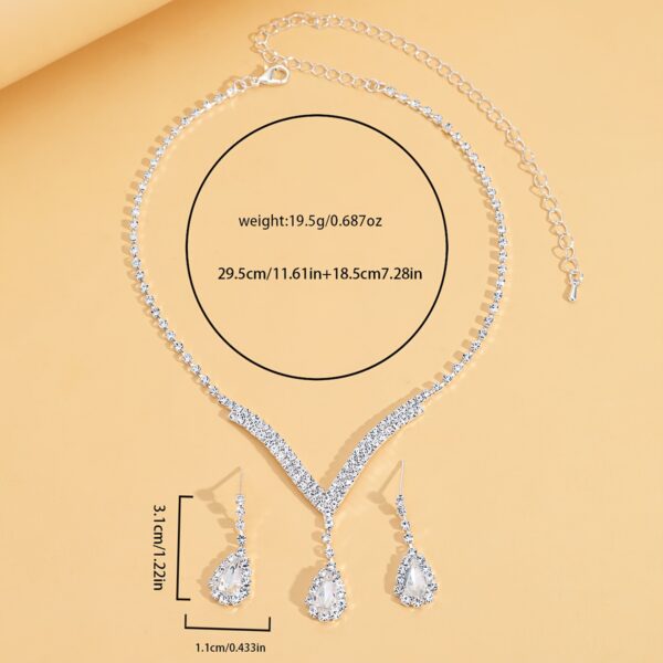 "Elegant Rhinestone Water Drop Necklace & Earring Set – Synthetic Zirconia - Image 4