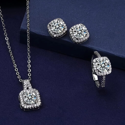 4pcs Elegant Jewelry Set - Necklace, Earrings, Ring with Shiny Design, Perfect for Parties - Image 3