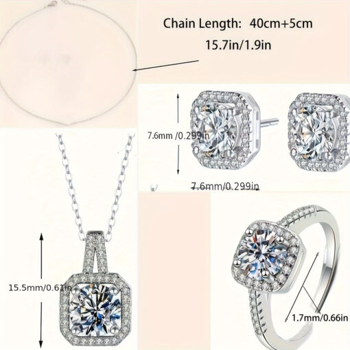 4pcs Elegant Jewelry Set - Necklace, Earrings, Ring with Shiny Design, Perfect for Parties - Image 4