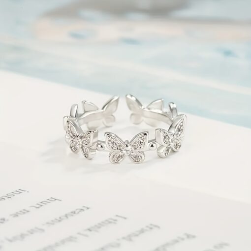 Adjustable Butterfly Open Ring for Girls – Sparkling Fashion Ring for Daily Wear, Birthday & Mother’s Day Gift - Image 9
