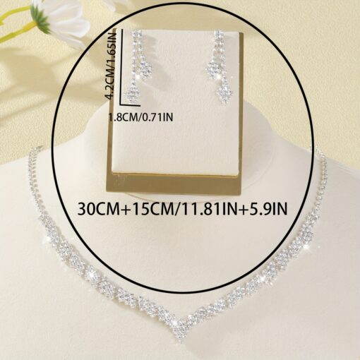 Elegant Bridal Jewelry Set – Luxurious Rhinestone Necklace & Earrings for Weddings & Parties - Image 5