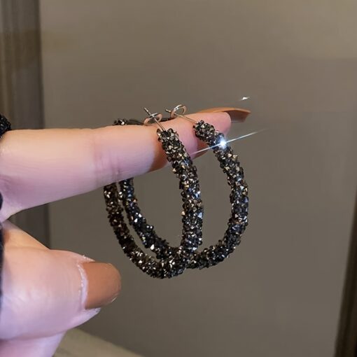 2pcs Frosted Statement Hoop Earrings for Women – Bold Party Accessories