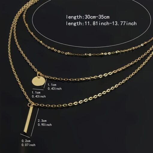 Elegant Golden Geometric Layered Necklace – Vintage Minimalist Style for Women - Image 6