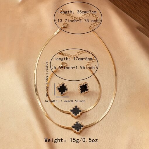 Elegant Vintage-Inspired Rhinestone Flower Jewelry Set – Necklace, Bracelet & Earrings for Women - Image 4