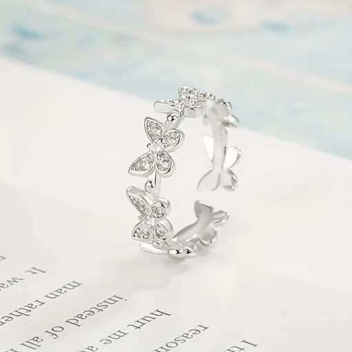 Adjustable Butterfly Open Ring for Girls – Sparkling Fashion Ring for Daily Wear, Birthday & Mother’s Day Gift - Image 5