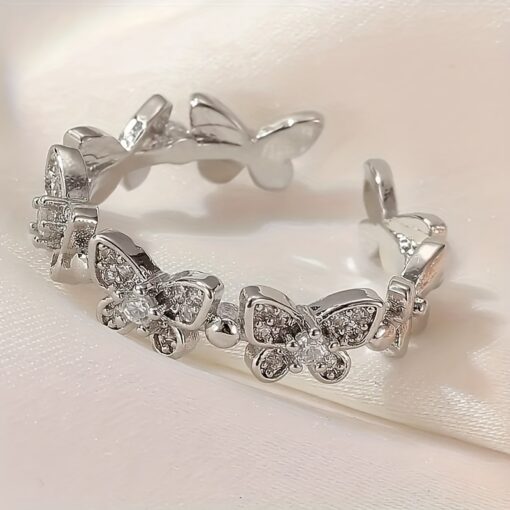 Adjustable Butterfly Open Ring for Girls – Sparkling Fashion Ring for Daily Wear, Birthday & Mother’s Day Gift - Image 4