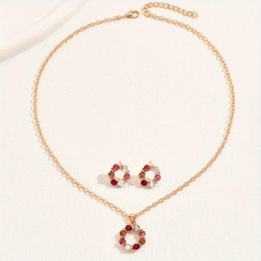 Chic Floral 3pcs Jewelry Set - Necklace & Earrings for Women, Ideal for Casual Wear - Image 3