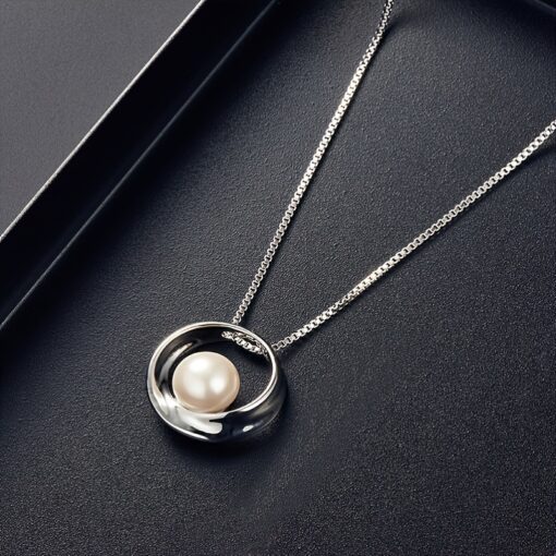 Elegant Faux Pearl Jewelry Set – Necklace & Round Pendant Earrings, Unisex Fashion Gift for Men & Women - Image 3