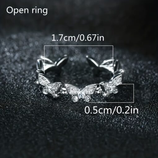 Adjustable Butterfly Open Ring for Girls – Sparkling Fashion Ring for Daily Wear, Birthday & Mother’s Day Gift - Image 7