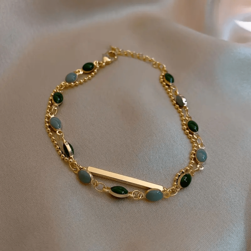 Retro Double-Layer Green Bracelet - Simple & Elegant Jewelry, Perfect Gift for Any Occasion - Image 5