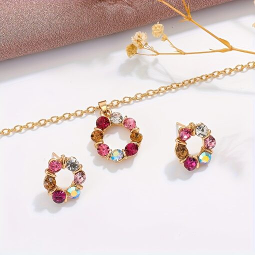 Chic Floral 3pcs Jewelry Set - Necklace & Earrings for Women, Ideal for Casual Wear - Image 2