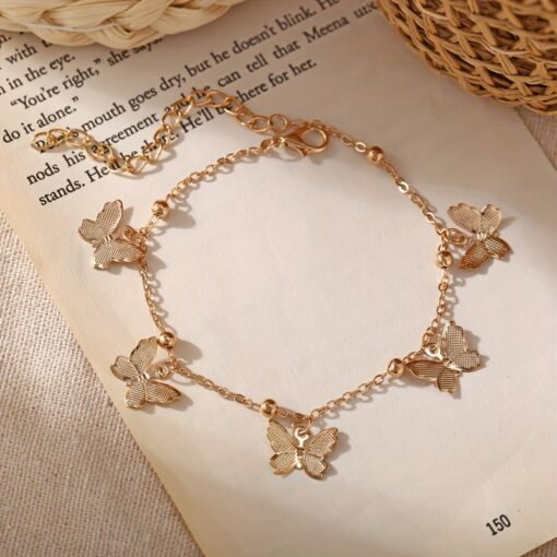 Elegant Butterfly Pendant Bracelet for Women - Stylish Golden Design, Perfect for Daily Wear & Gift Giving - Image 3