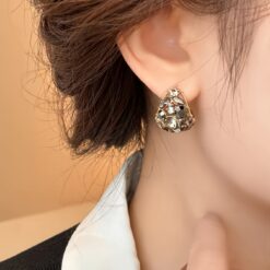 Elegant Rhinestone Hoop Earrings – Vintage Zinc Alloy Design for Parties & Vacations
