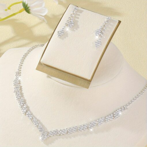 Elegant Bridal Jewelry Set – Luxurious Rhinestone Necklace & Earrings for Weddings & Parties - Image 2