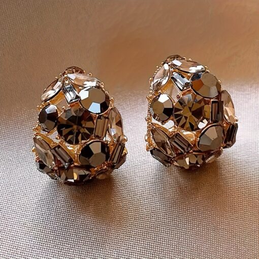 Elegant Rhinestone Hoop Earrings – Vintage Zinc Alloy Design for Parties & Vacations - Image 6