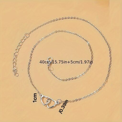 Elegant Double Heart Pendant Necklace for Women – Simple & Versatile Alloy Jewelry for Daily Wear - Image 5