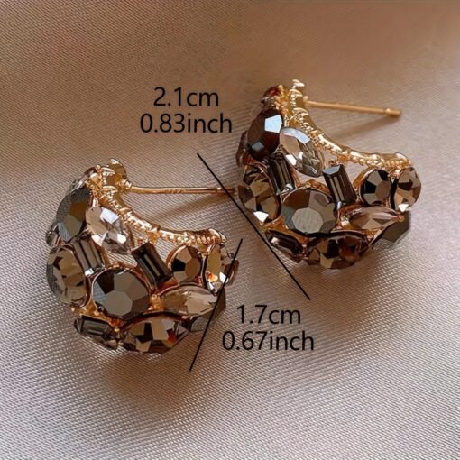 Elegant Rhinestone Hoop Earrings – Vintage Zinc Alloy Design for Parties & Vacations - Image 5