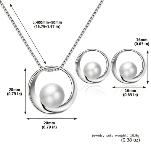 Elegant Faux Pearl Jewelry Set – Necklace & Round Pendant Earrings, Unisex Fashion Gift for Men & Women - Image 7