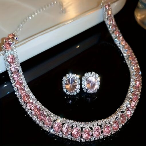 Luxury Crystal Necklace & Earrings Set – Shiny Jewelry for Evening Parties - Image 4