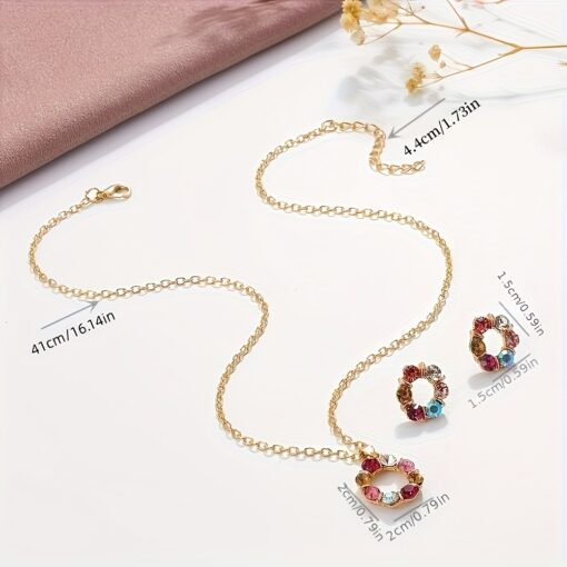 Chic Floral 3pcs Jewelry Set - Necklace & Earrings for Women, Ideal for Casual Wear - Image 6