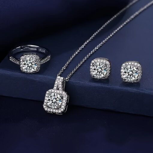 4pcs Elegant Jewelry Set - Necklace, Earrings, Ring with Shiny Design, Perfect for Parties - Image 6