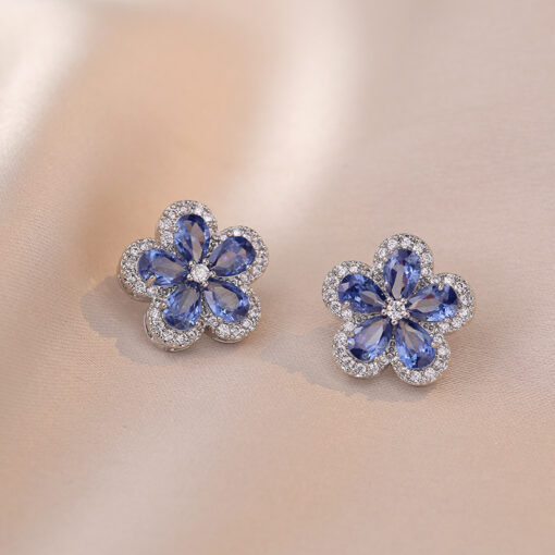 Elegant 3-Piece Blue Flower Jewelry Set – Necklace & Earrings for Weddings, Parties & Gifts - Image 8
