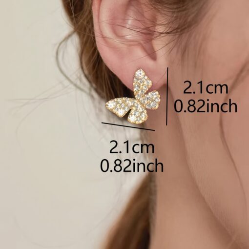 Elegant Rhinestone Butterfly Stud Earrings – Luxury Women's Fashion Jewelry, Perfect for Any Occasion - Image 5