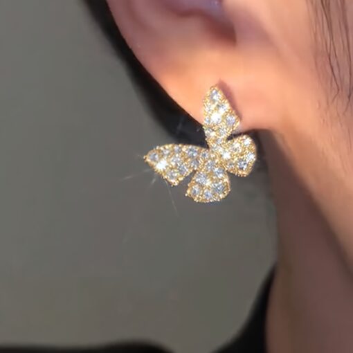 Elegant Rhinestone Butterfly Stud Earrings – Luxury Women's Fashion Jewelry, Perfect for Any Occasion - Image 6